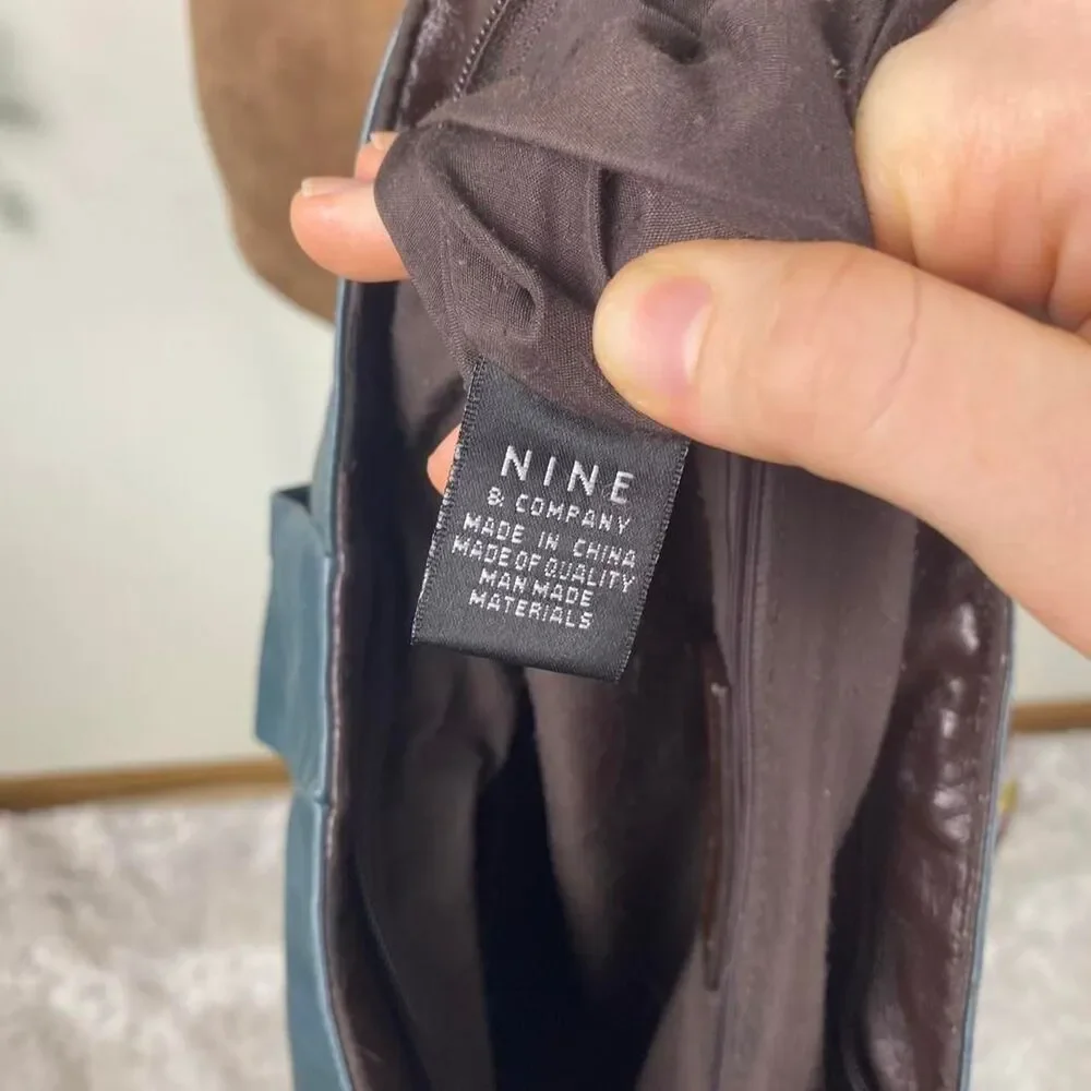 Nine &co by Nine West leather slouchy hobo bag teal brown fairy grunge indie y2k